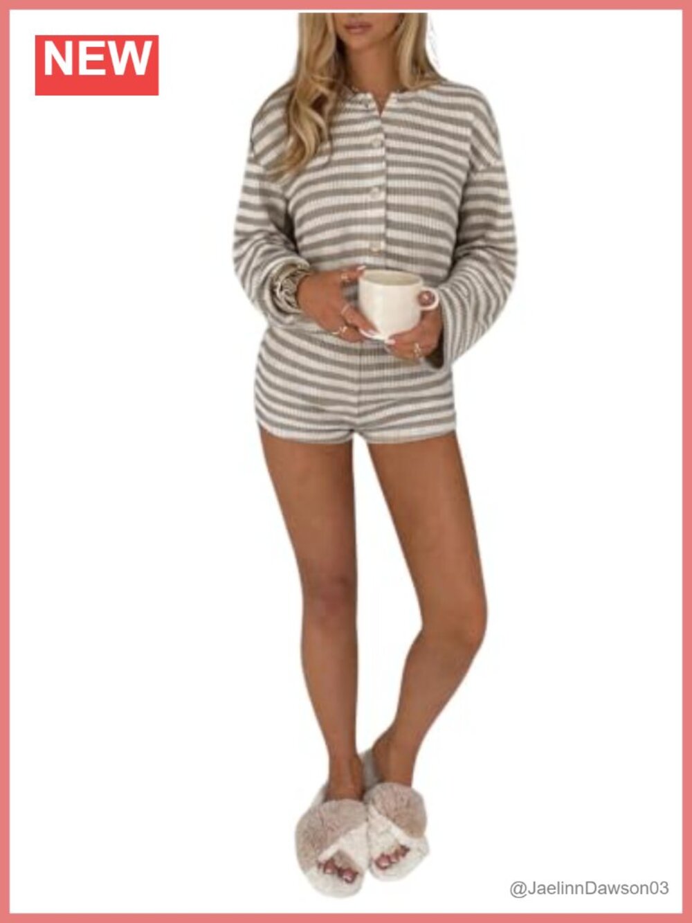 Women's 2 Piece Lounge Set Striped Sweater & Micro Short Set